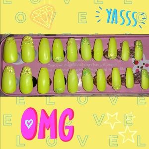 Neon Yellow Shiny & Matte Press-On Nails